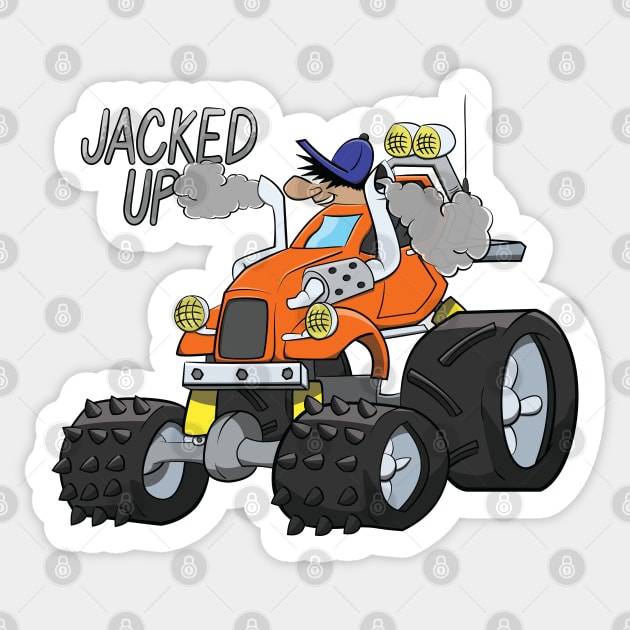 Jacked Up 4x4 Truck Sticker by Dad n Son Designs